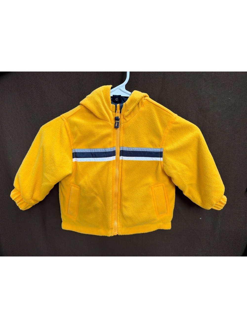 OshKosh B'gosh Toddler Yellow Fleece Hooded Jacket with Navy Lining